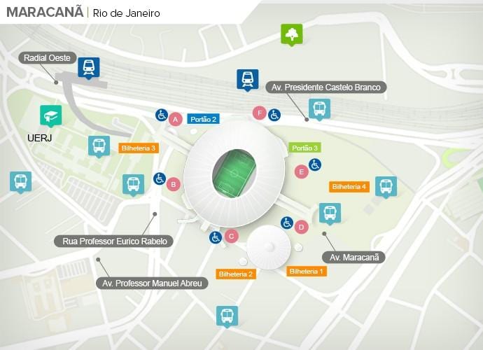 মানচিত্র স্টেডিয়াম Maracanã accès