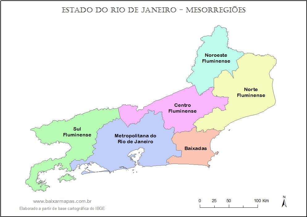 মানচিত্র mesoregions রিও দে জেনেইরো