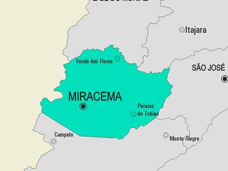 মানচিত্র Miracema পৌরসভা