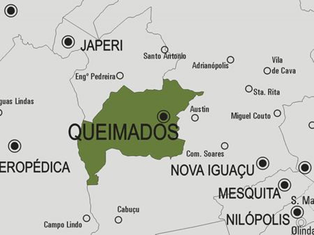 মানচিত্র Queimados পৌরসভা