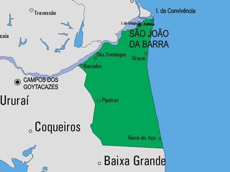 মানচিত্র São João da Barra পৌরসভা