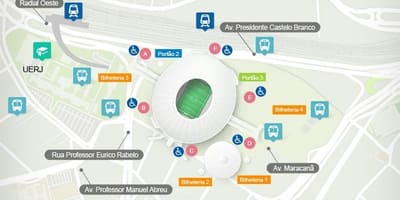 মানচিত্র স্টেডিয়াম Maracanã accès